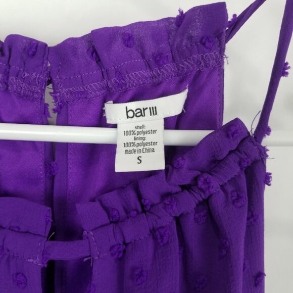 Bar III Purple Swiss Dot Keyhole Halter Romper - Picture 3 of 7